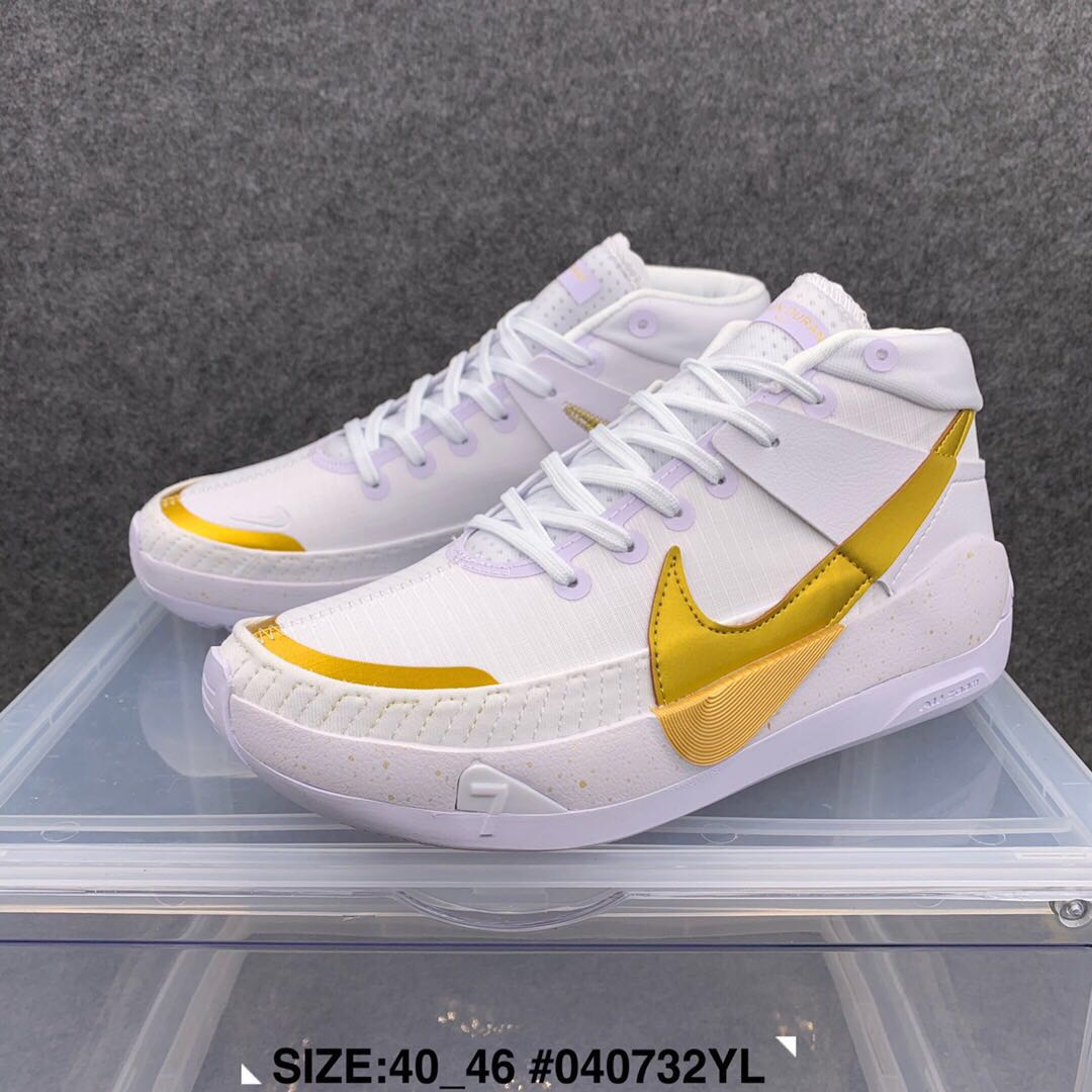 2020 Nike Kevin Durant 13 White Gold Shoes